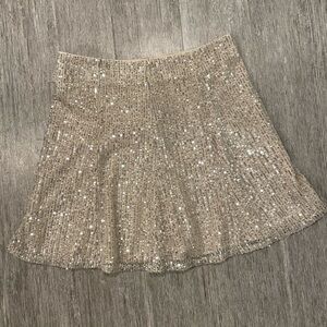 LOFT Glittering Silver Sequin Mini Skirt